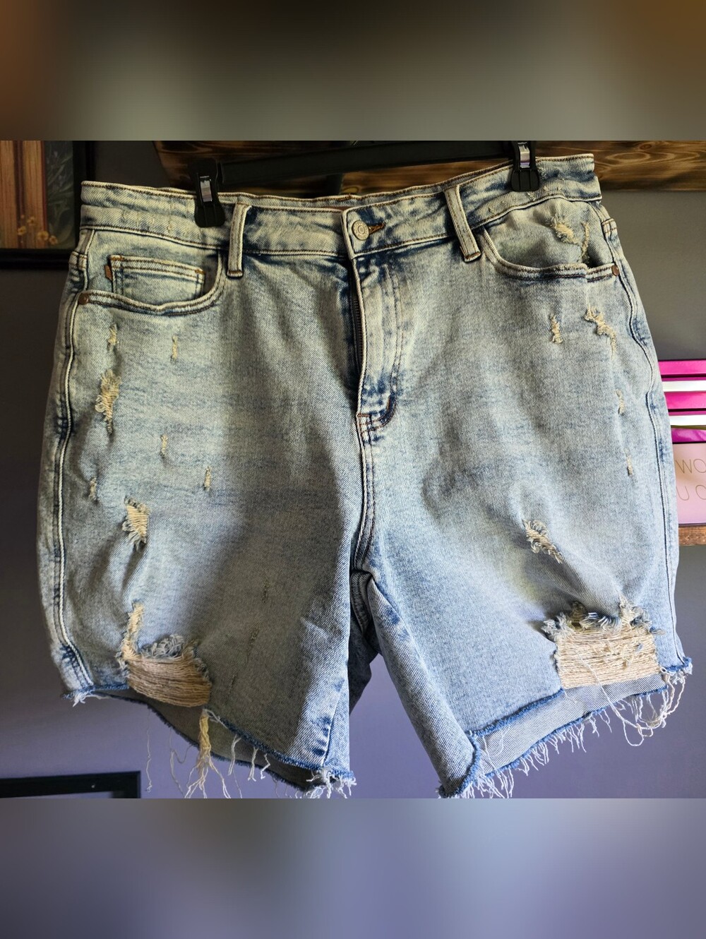 Judy Blue Light Wash Distressed Denim Shorts 2xl